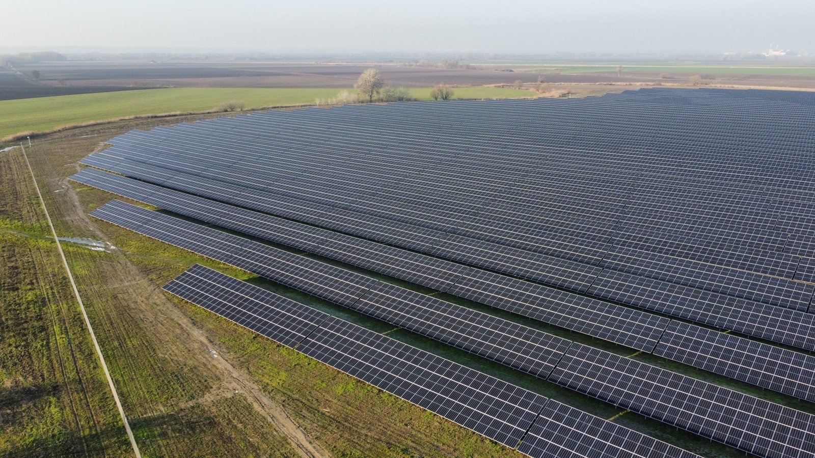 Aerial view of a solar power generation facility